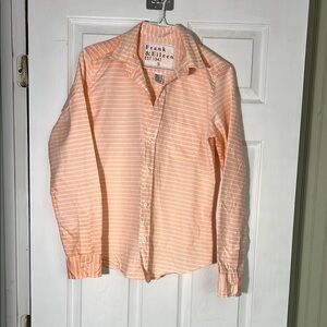 Frank & Eileen Peach and White Striped Button-Down Shirt